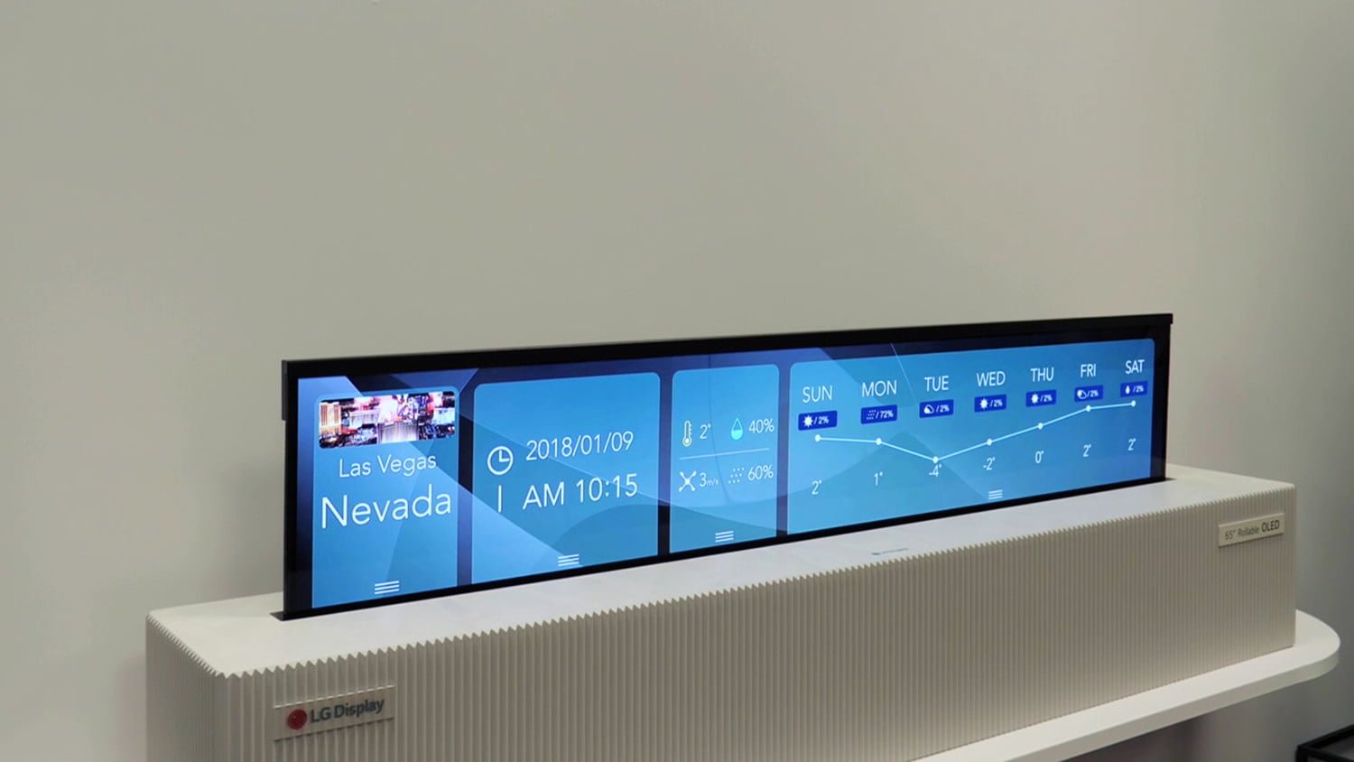 The new LG rollable tv will play video, news, forecast, and music alike